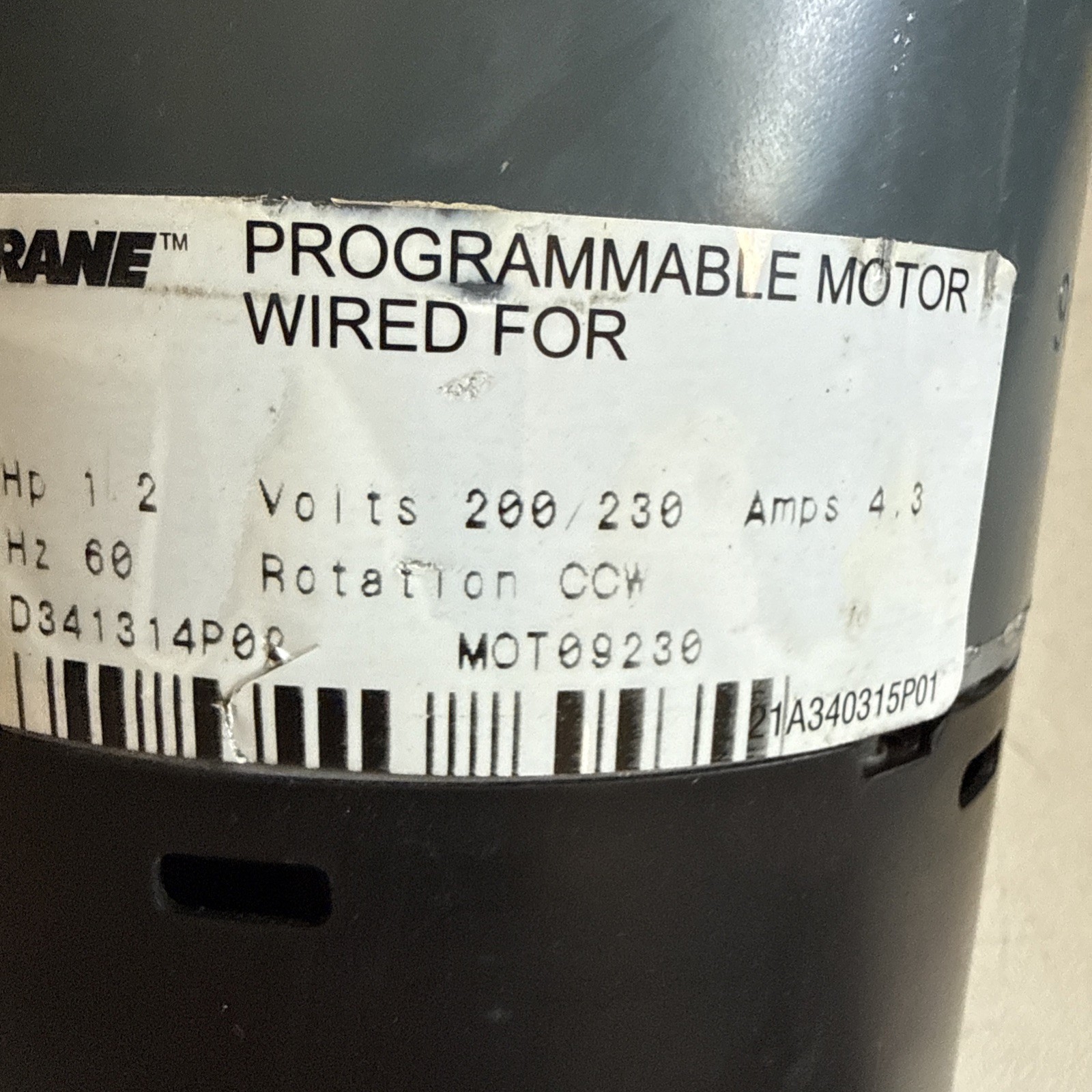 GE Motors 5SME39HL0300 OEM 1/2hp 200/230 V CCW Rotation Motor D341314P02