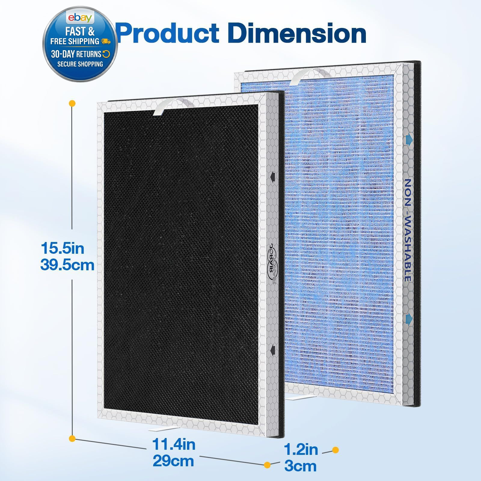 2 PACK MSA3/MSA3S HEPA Replacement Filter 11.4″ x 15.5″ x 1.2″, White-2 Pack