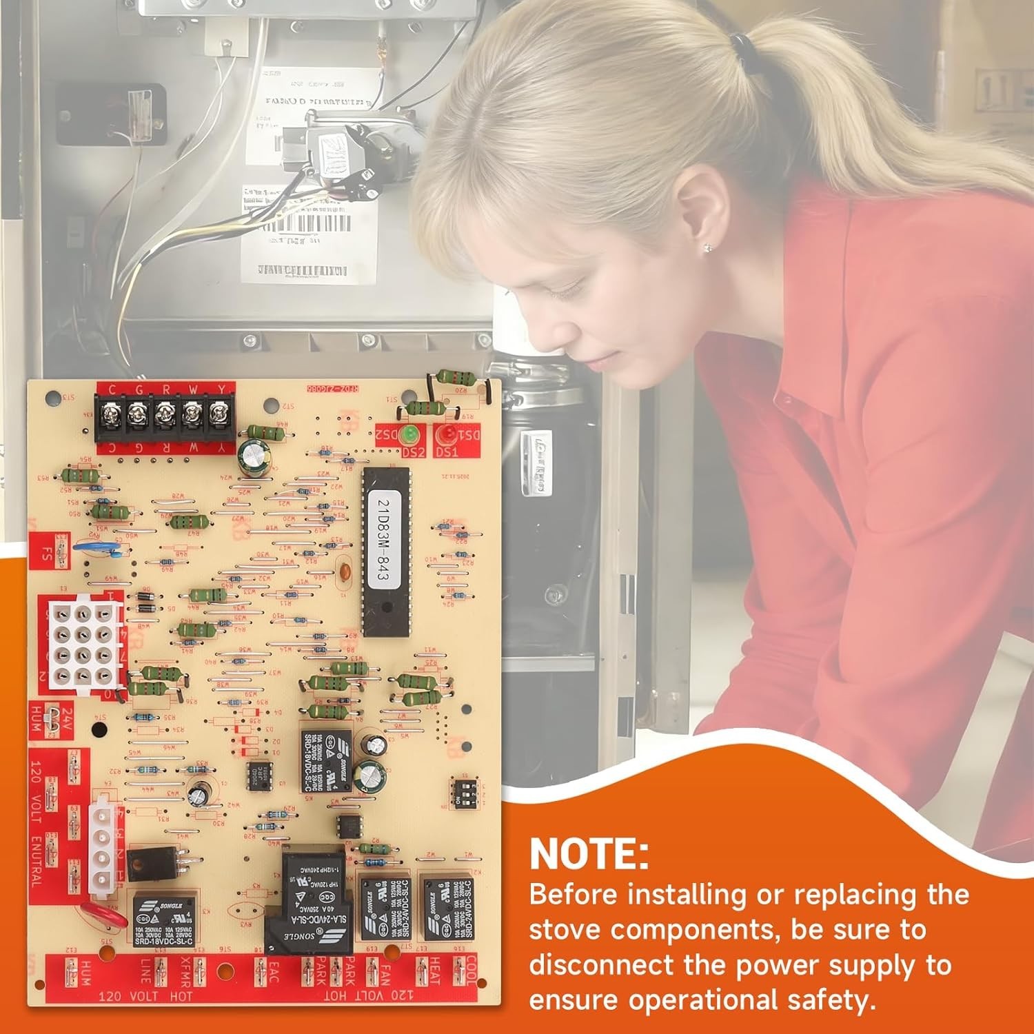 21D83M-843 Furnace Control Circuit Board For Lennox G40UH 83M00 & White-Rodgers