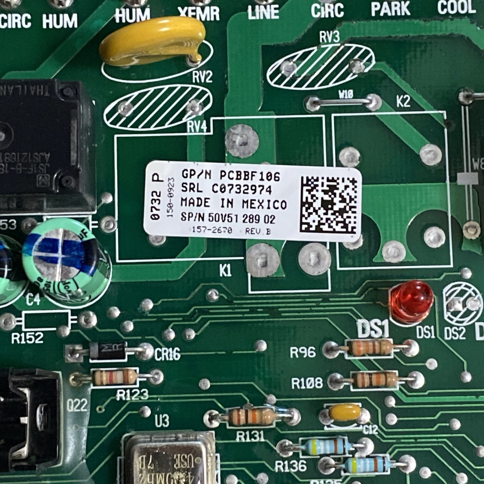 50V51-289-02 GENUINE OEM PART furnace control board PCBBF106