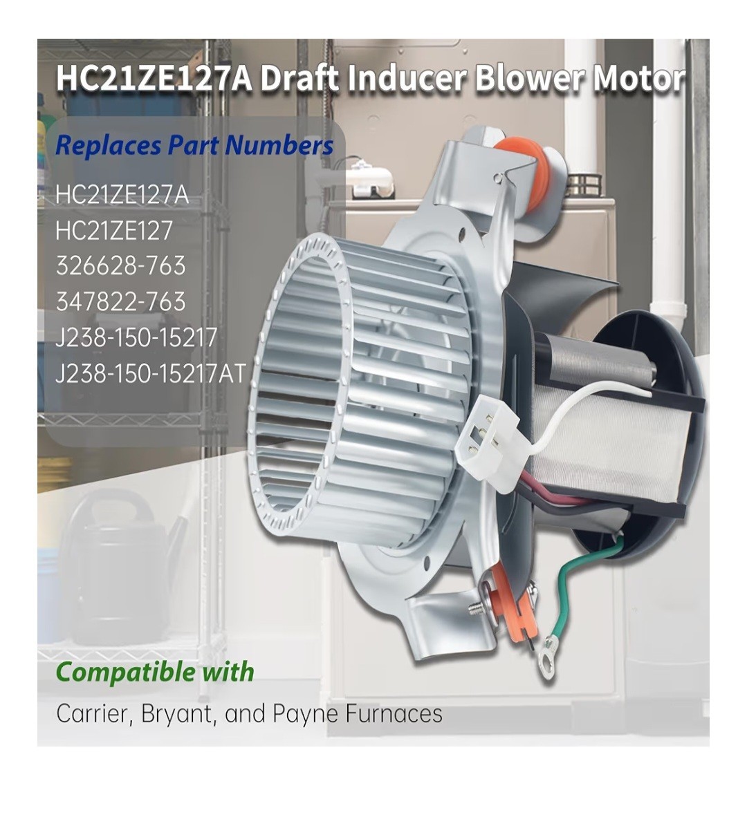HC21ZE127A Draft Inducer Blower Motor Assembly Compatible w/Carrier,Bryant,Payne