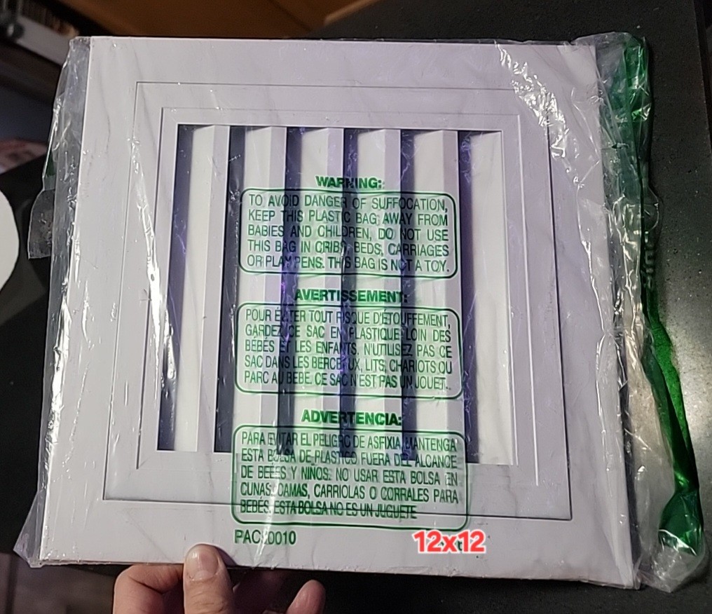 HVAC Premium 12” X 12” Vinal Return Grille – Linear Bar Grille White Fast Ship