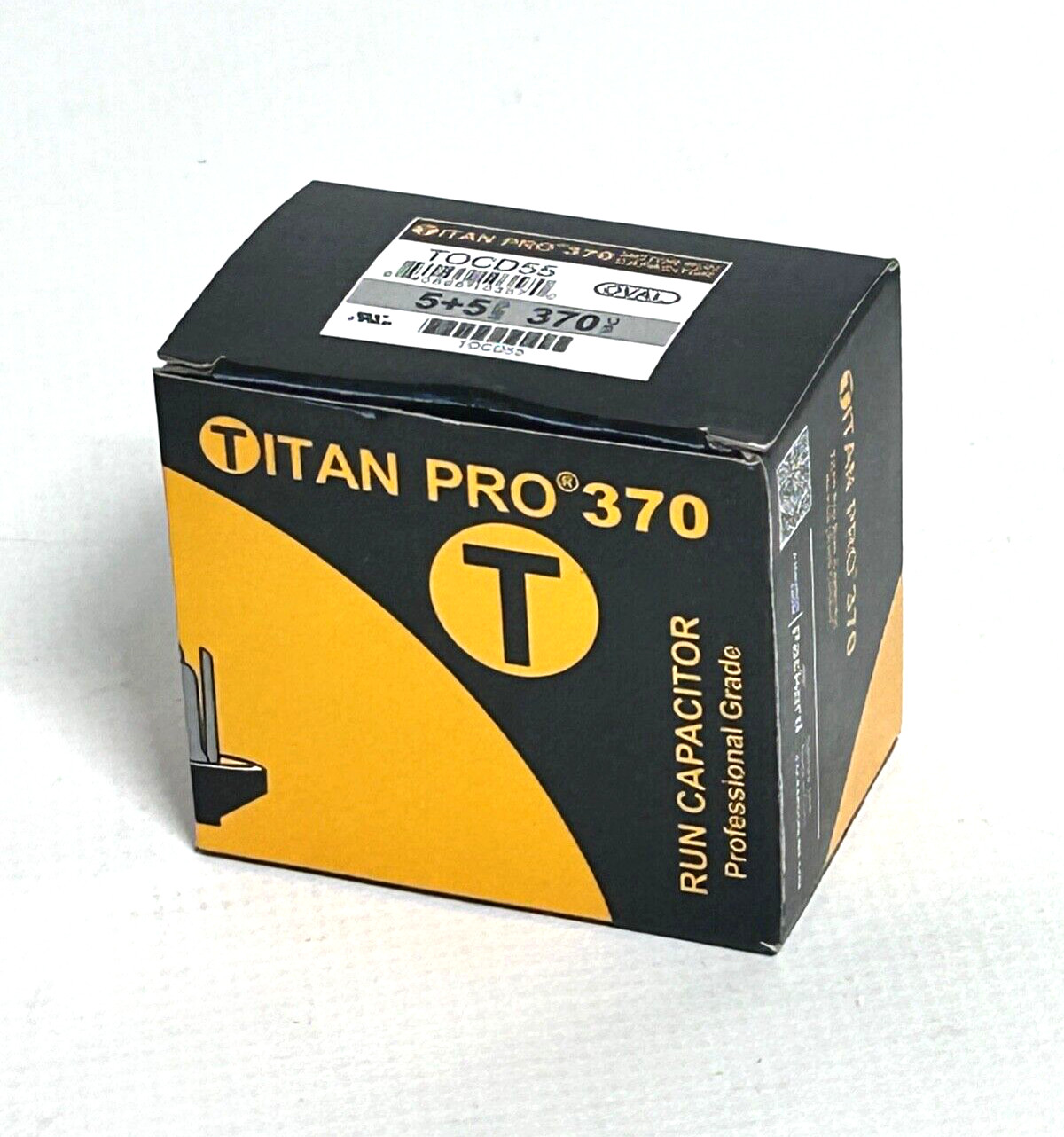 TITAN PRO MOTOR RUN CAPACITOR 5+5 MFD 370 VOLT OVAL TOCD55