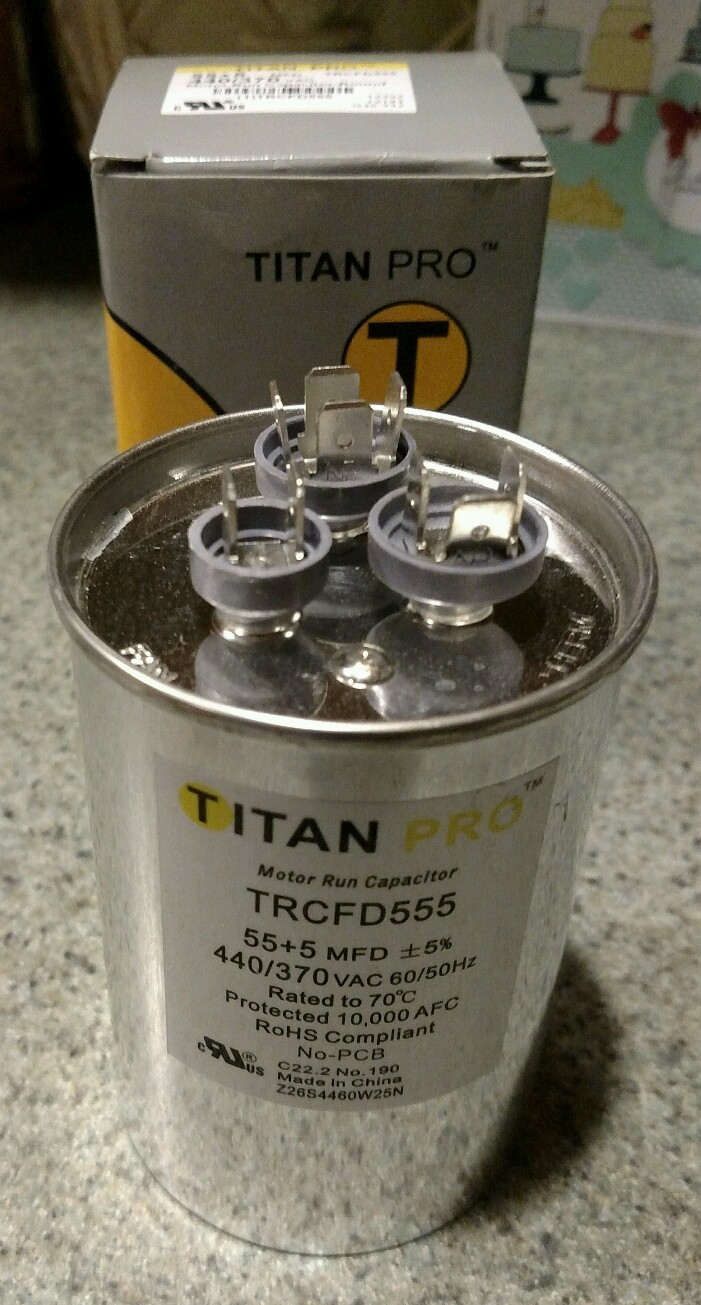 Titan Pro TRCFD555 HVAC Round Dual Motor Run Capacitor 55/5 MFD/UF440/370 VAC