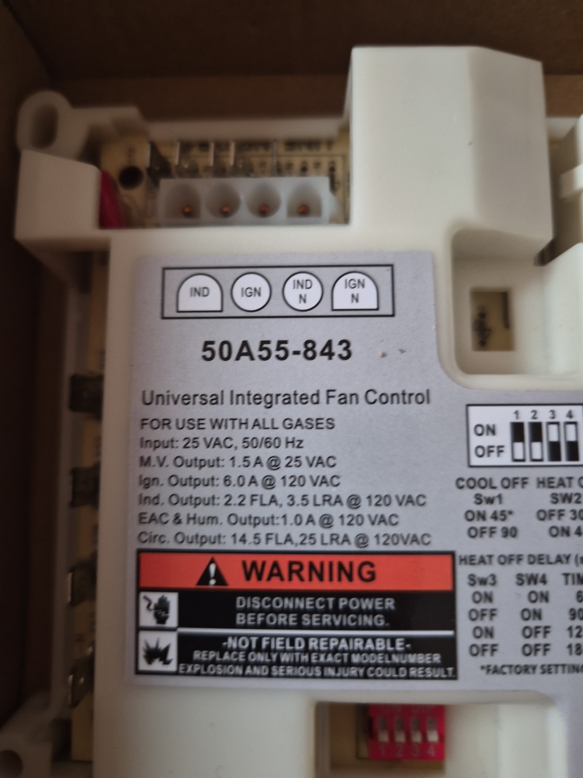 Universal Integrated Furnace Fan Control Board for White-Rodgers 50A55-843