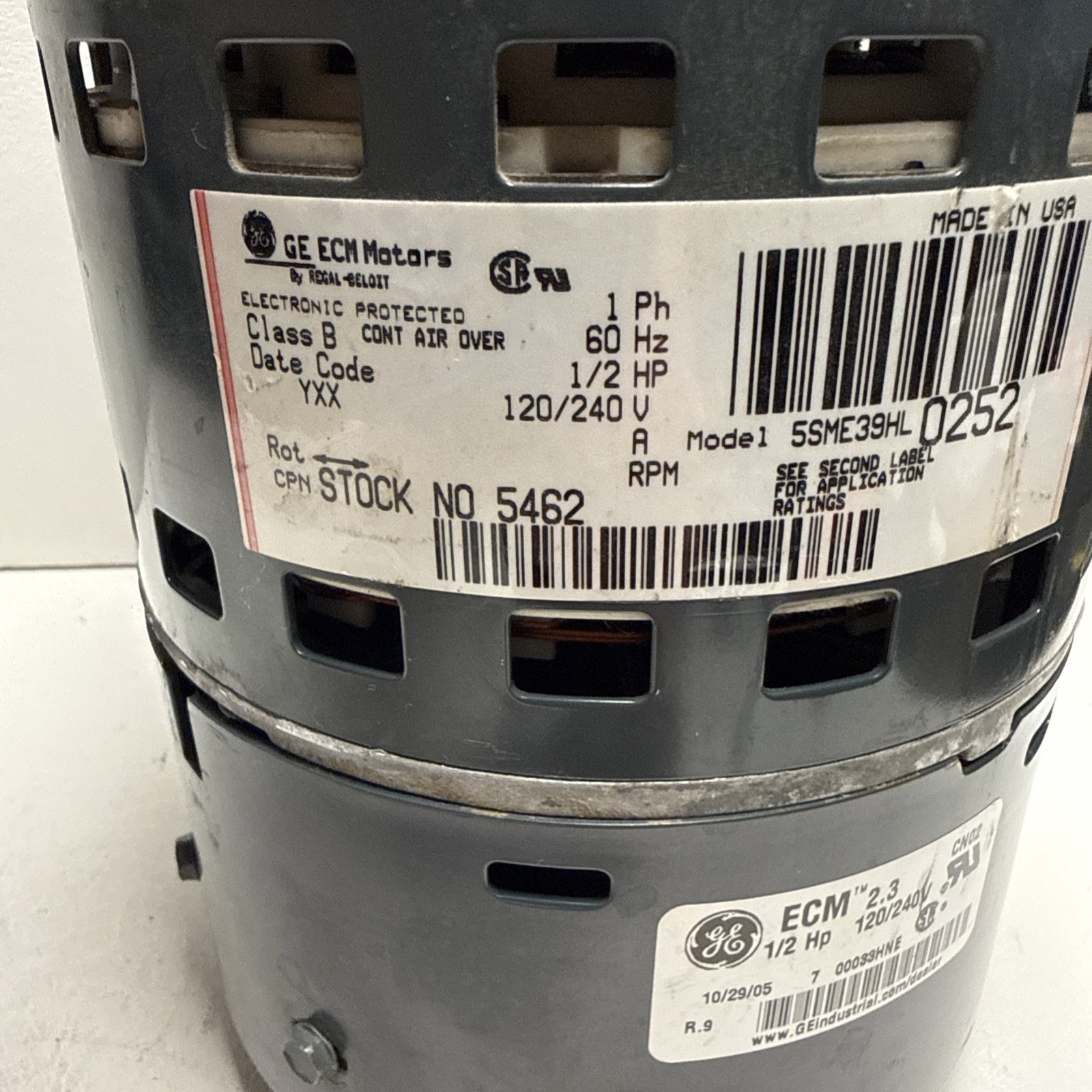 GE ECM Motor 5SME39HL0252 ECM 2.3 CN02 Rotation CCW D341314P04