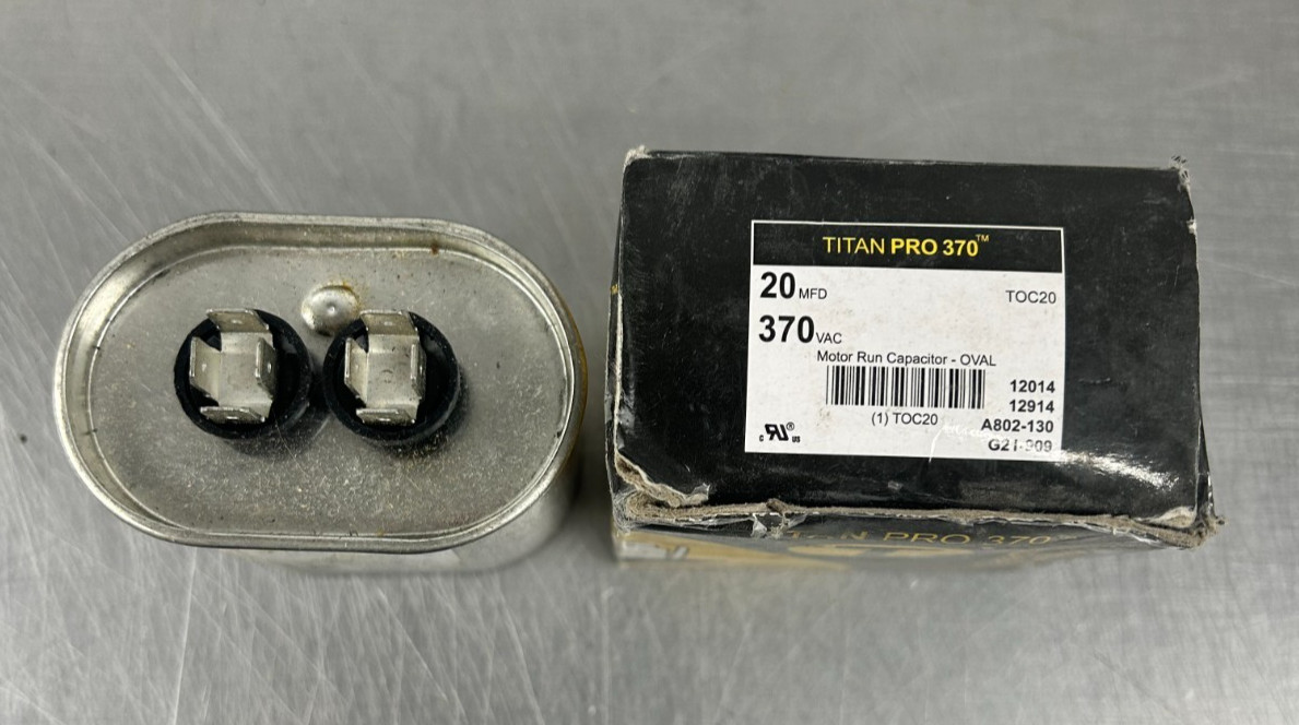 Titan Pro TOC20 Capacitor 20MFD ±5%, 370V AC Round Motor Run HVAC NEW