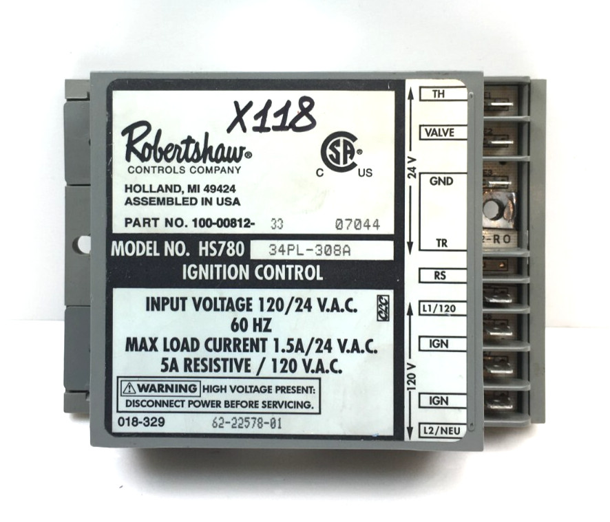 Robertshaw HS780 34PL-308A Ignition Control Module 100-00812-33 used #X118
