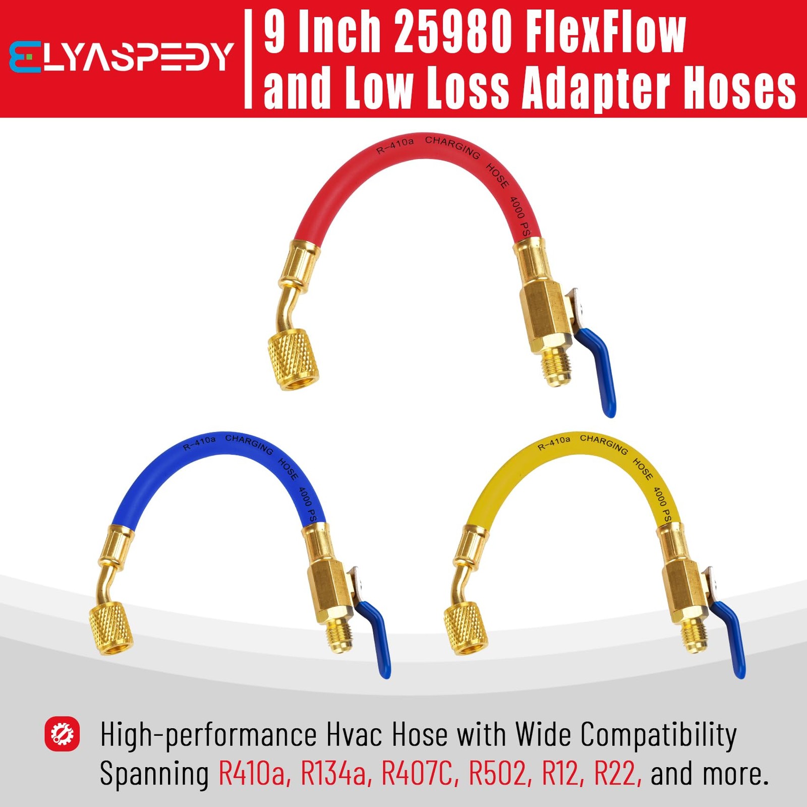 3 PCS Upgrade 25980 1/4 Inch ID FlexFlow Low Loss Adapter Hoses 800 PSI
