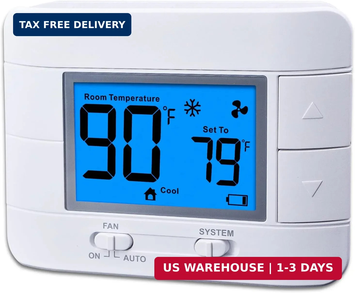 Non Programmable Thermostat for Home – Single Stage 1H/1C, with Room Temperature