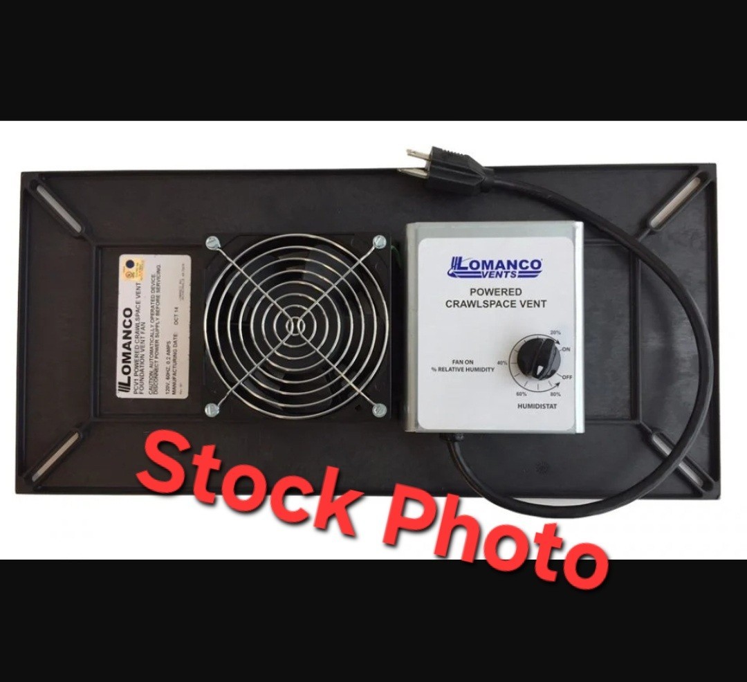 Lomanco PCV1 Powered Crawlspace Vent 19x9x3 Ventilating 1650 Cubic Feet NIB USA