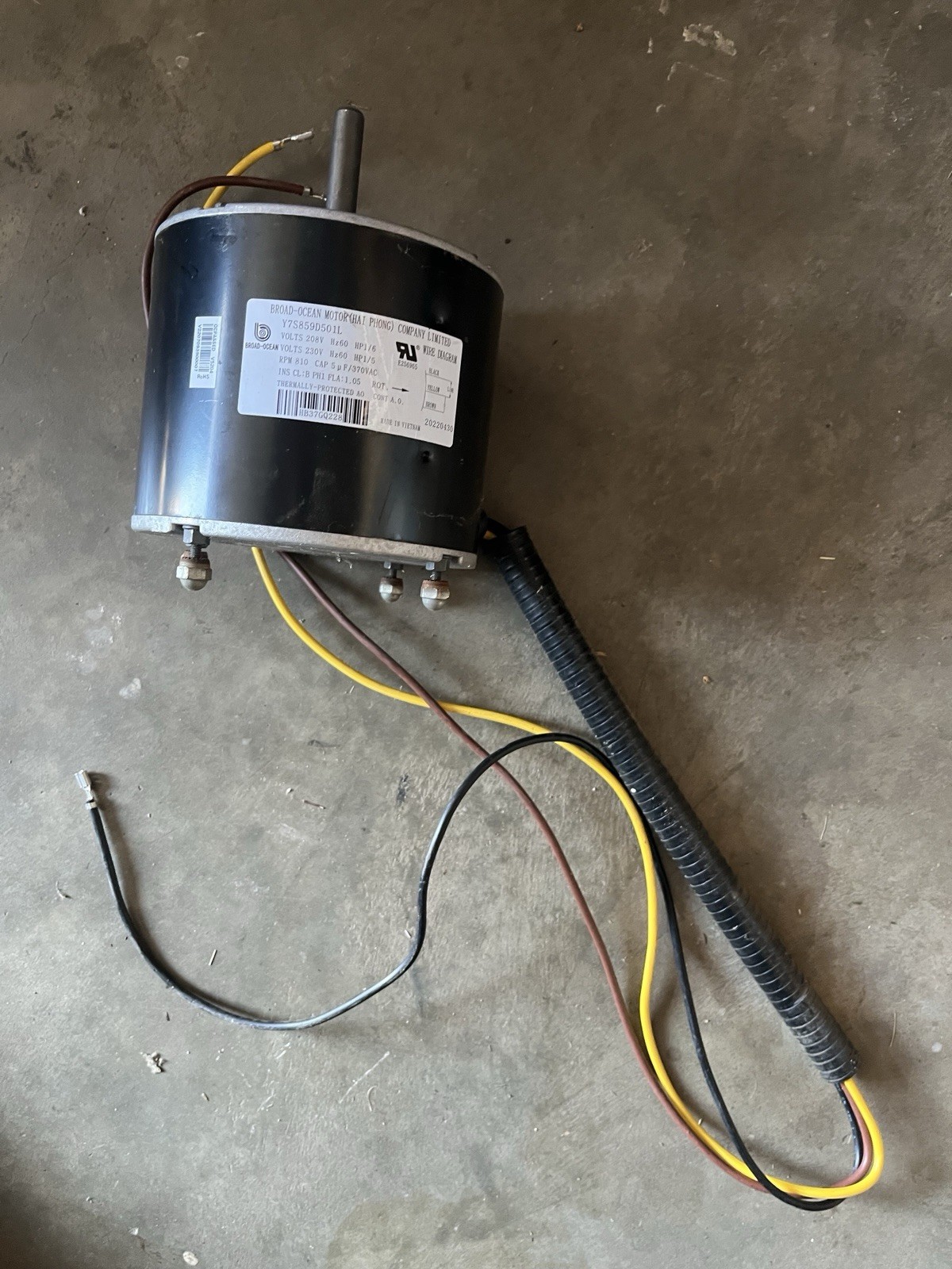 HVAC Condenser Motor Y7S859D501L/HB37GQ228 208-230V 1.05A 810RPM TP