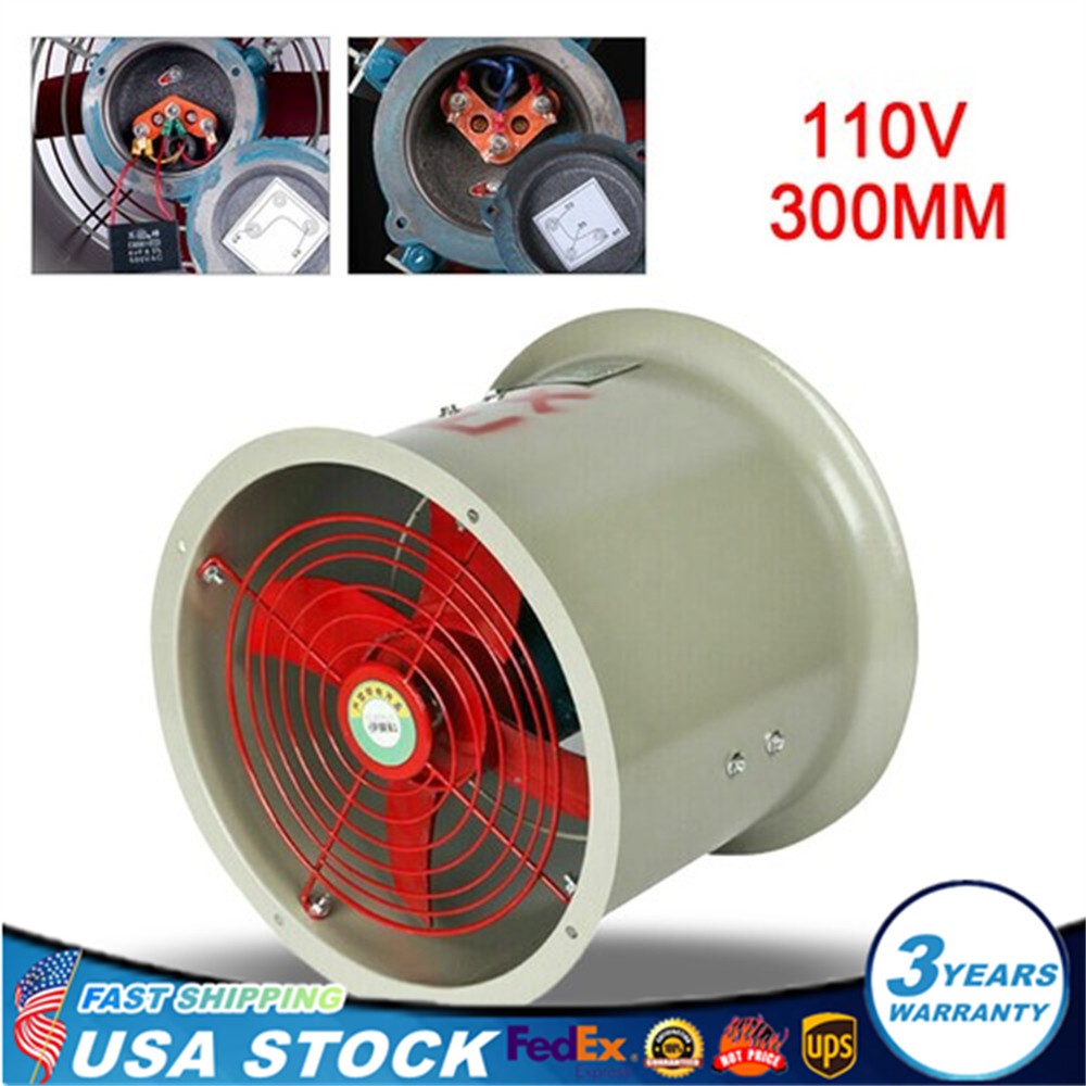 110V 12″ Explosion-proof Axial Fan Pipe Spray Booth Paint Fumes Exhaust Fan