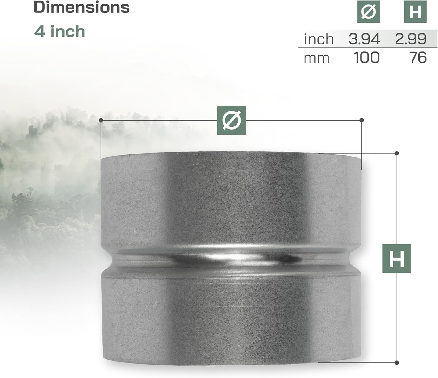 4” Inch Galvanized Steel Duct Connector – round Ventilation Duct Extension – Me