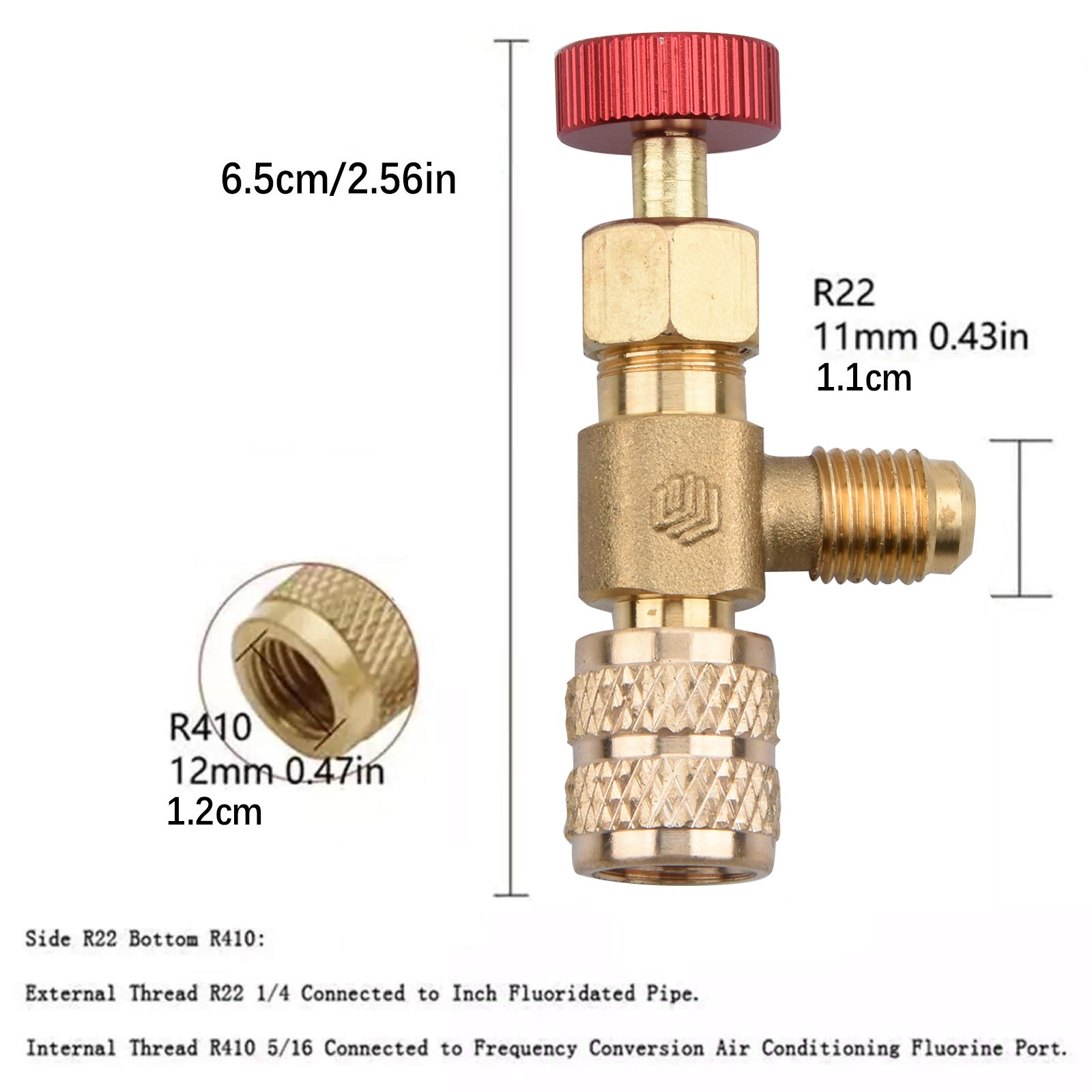 1/4in-5/16in (R410) air conditioner liquid safety valve with a leak-proof seal