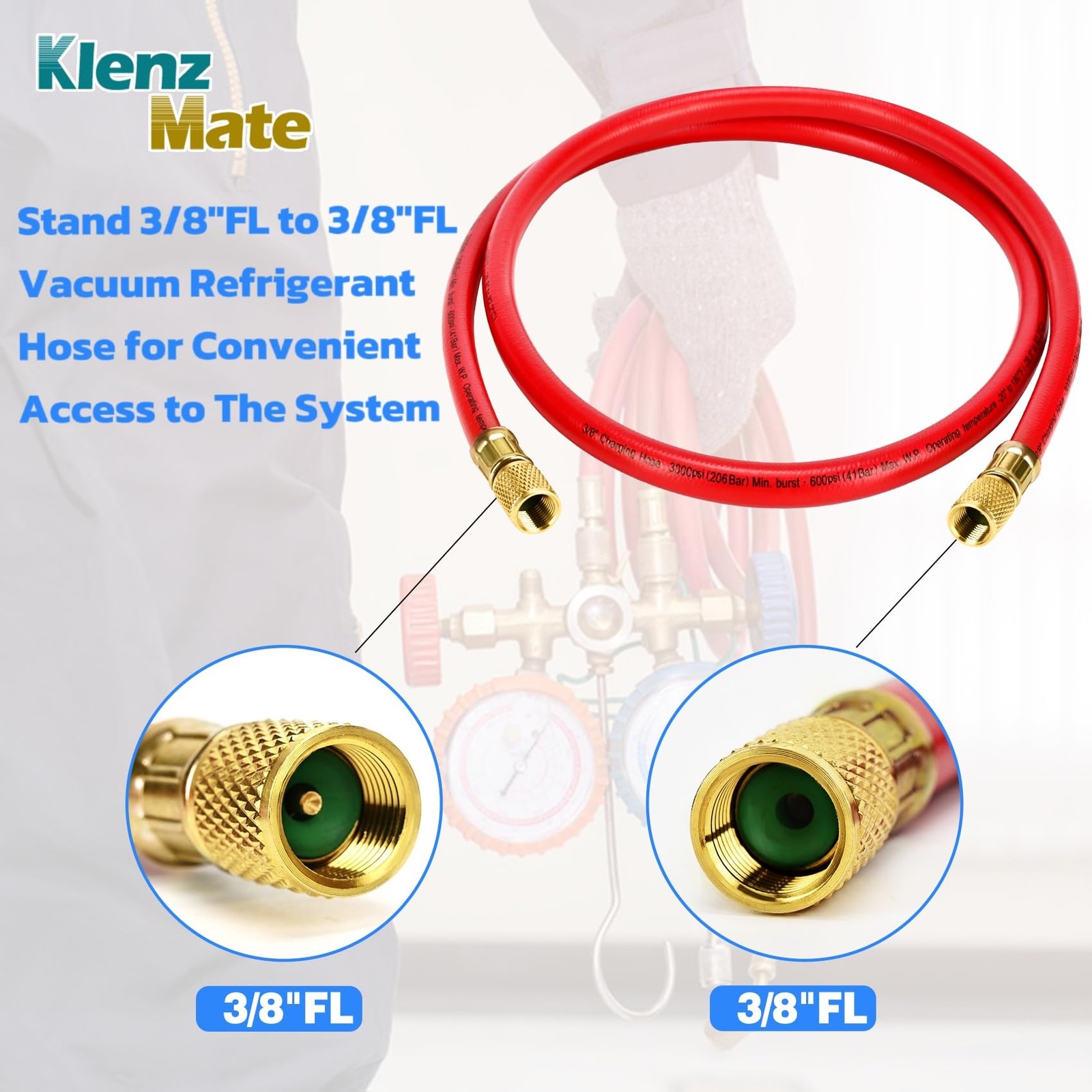 2026 Upgraded 3/8″ HVAC Vacuum Hose, 72″ Refrigerant Charging Red 6Ft