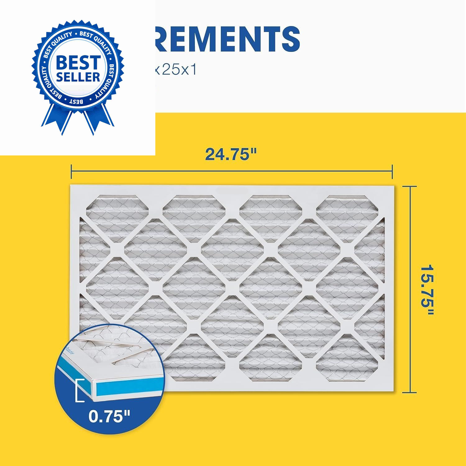 Aerostar 16x25x1 MERV 13 – 4 Count – Pleated HVAC, Furnace & 4 PACK, White