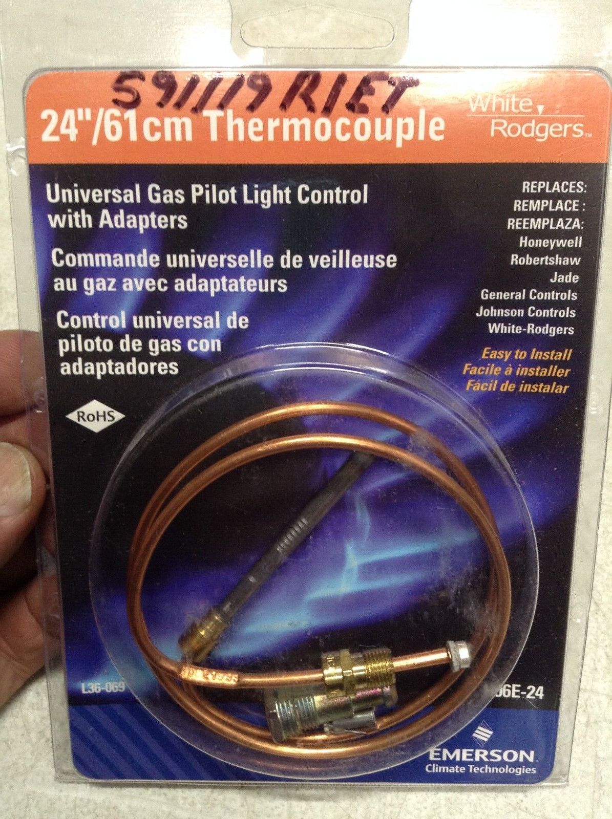 White-Rodgers Emerson H06E-24 Universal Thermocouple, 24-inch New