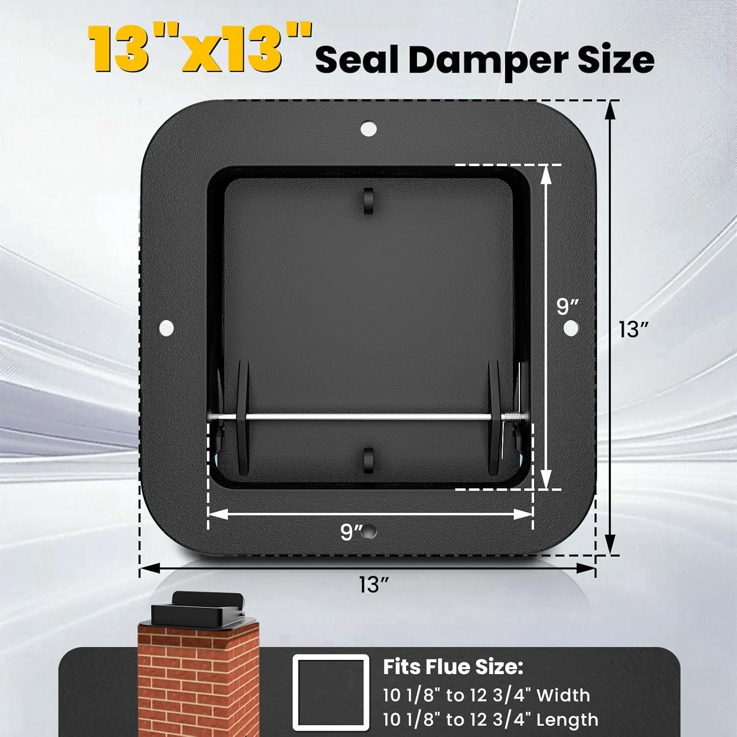 Chimney Damper Kit 13″x13″, Air Tight Chimney Damper for Wood-Fueled Masonry Fir