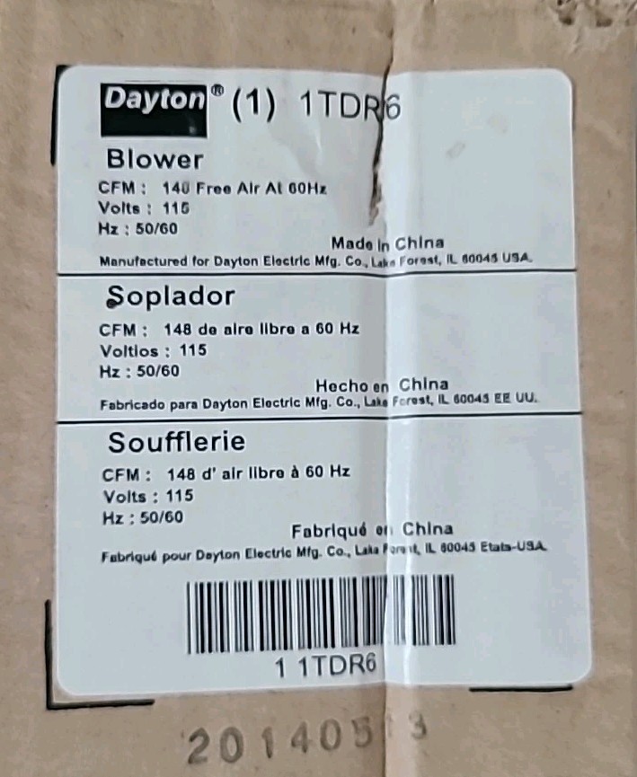1TDR6 Fasco Dayton Blower Motor 115V – New