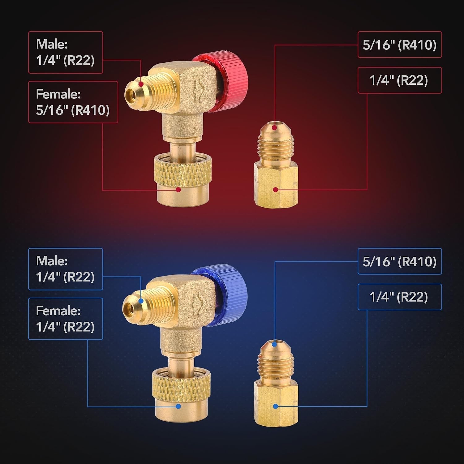 HVAC Control Valve R410a R22 R32 R404a, Refrigerant Charging Valve, Brass Cop…