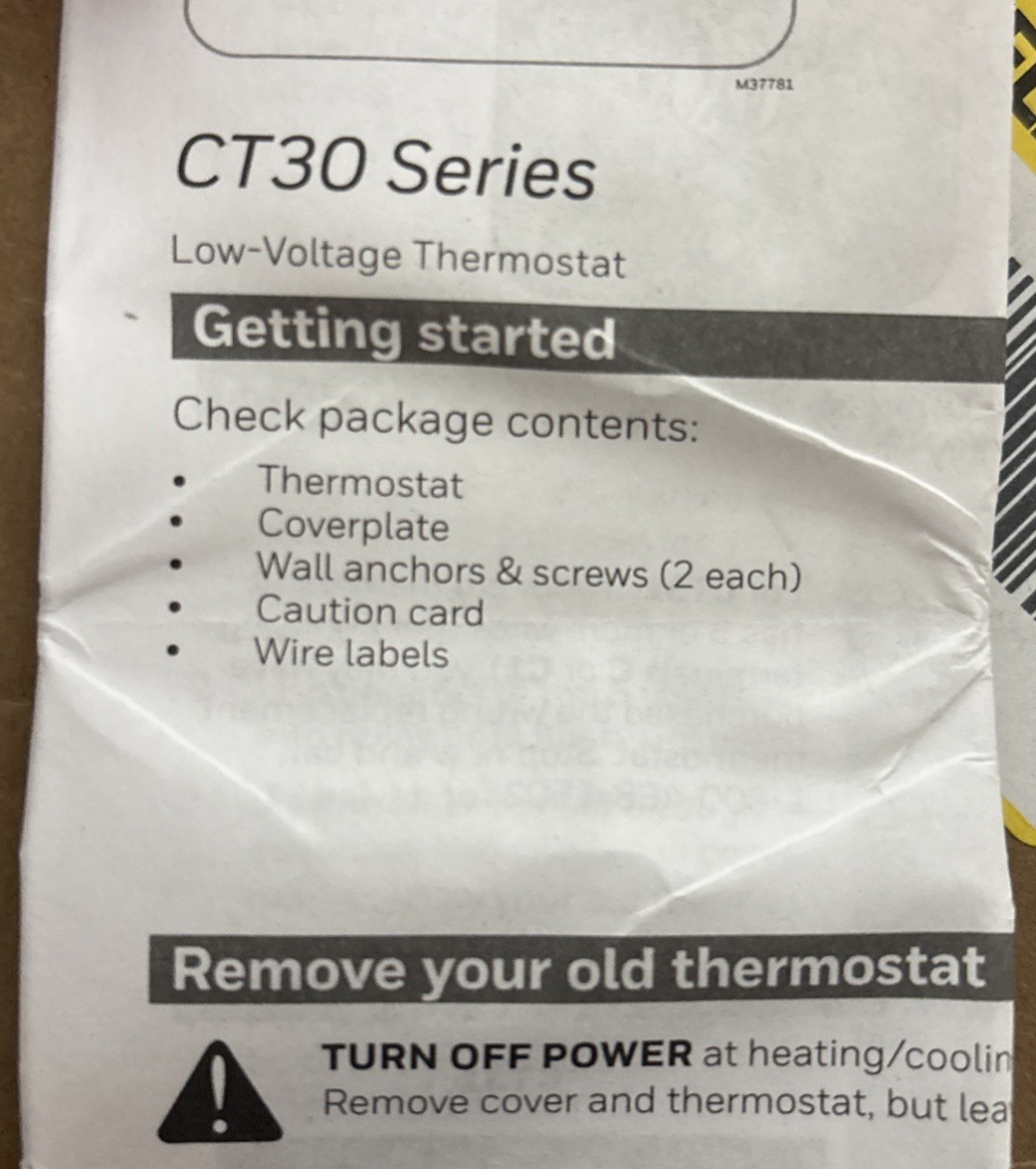 Honeywell CT30A Mechanical Non Programmable Thermostat White 120V