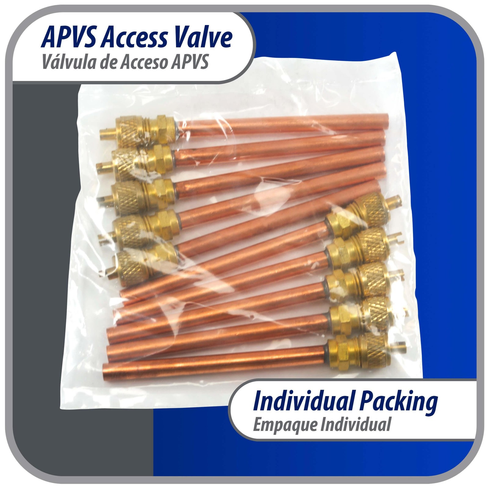 Appli Parts 10 pack Access Schrader Valve 1/4 SAE x 1/4 OD x 3 inch Copper Stem