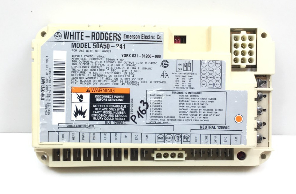White Rodgers 50A50-241 York 031-01266-000 Furnace Control Board used #P163