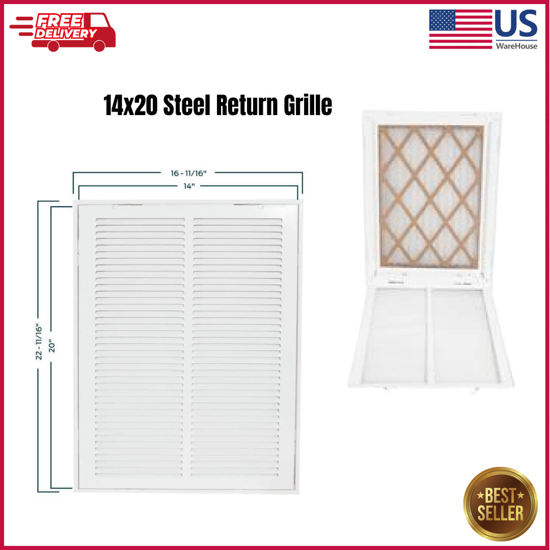 14 in x 20 in Steel Return Air Filter Grille Vent Cover HVAC Register