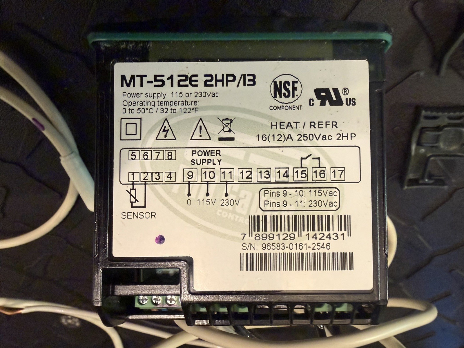 Dixell MT-512E 2HP/13 Temperature Control W/Sensor. 115/230v. Same Day Shipping