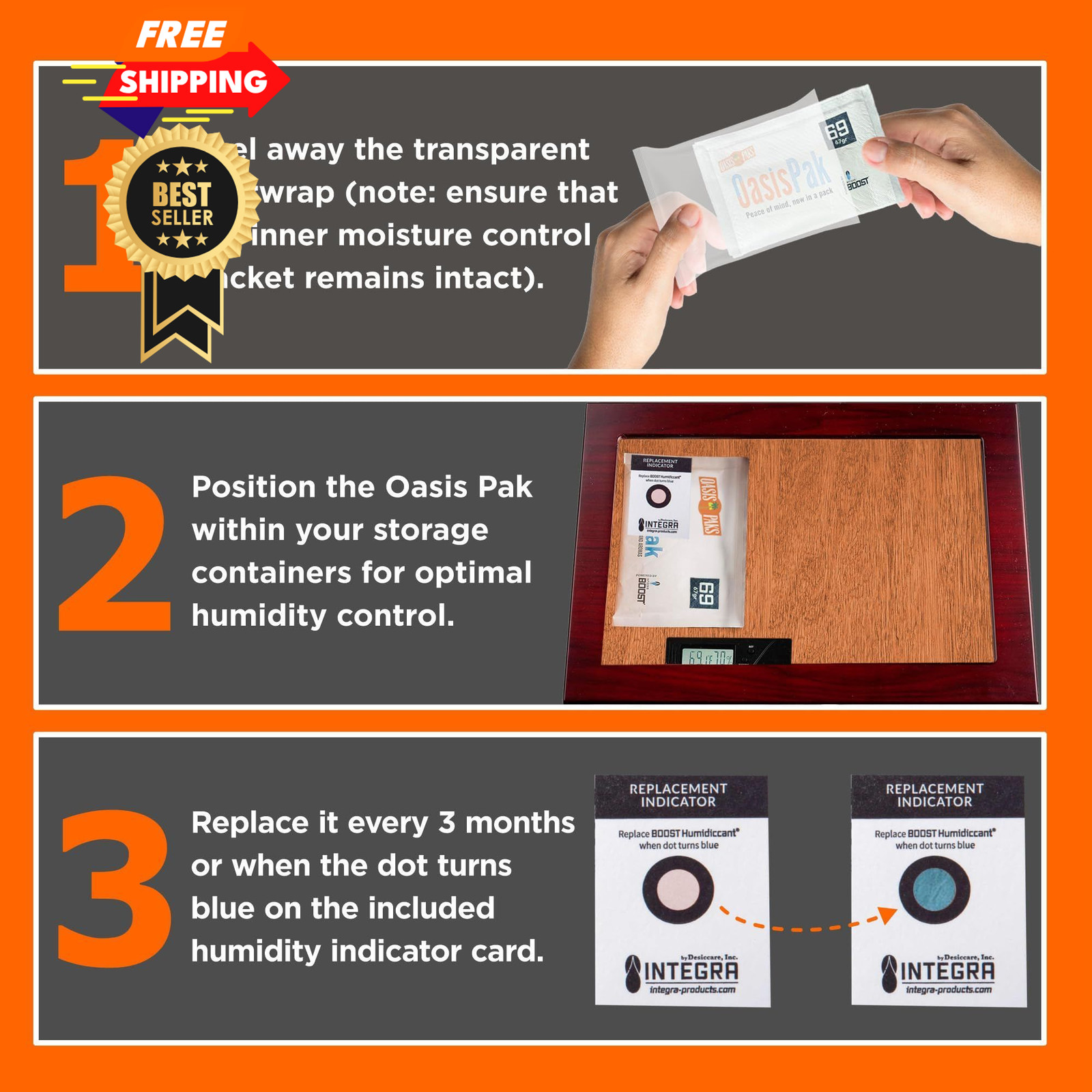 OasisPak 69% RH Two-Way Humidity Control Packs (1 Pack) – 67 Gram 1 Pack