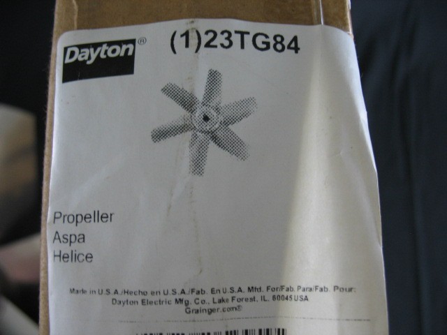 Dayton 18″ Fan Propeller 23TG84, 6 Blade, Aluminum, 165320, 166003A Tubeaxial