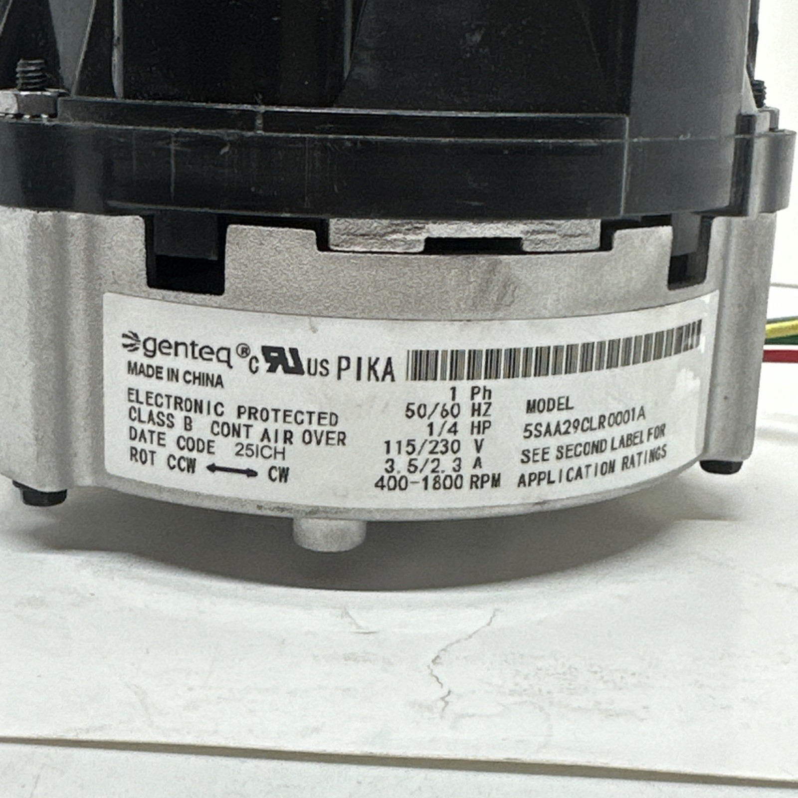 Genteq PIKA JT05 1/4HP ECM Fan Motor 400-1800 RPM, 115/230VAC, 1/2″ Shaft Daiken