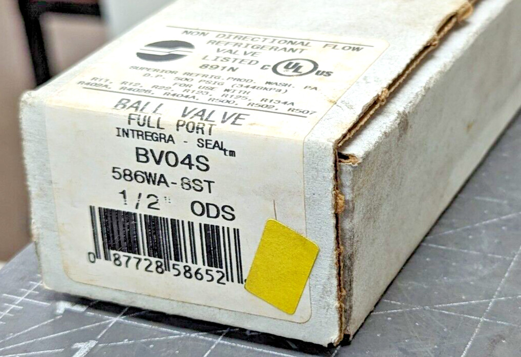 586WA-8ST (12BV) – Superior 1/2″ ODS Refrigeration Ball Valve 700 PSIG [A10]