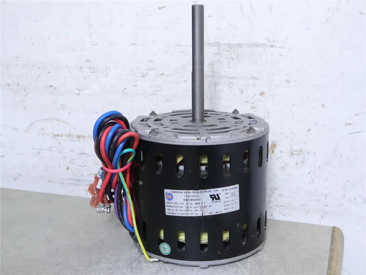 ZHONGSHAN BROAD-OCEAN Y7S623E063 Blower Motor 3/4HP 208/230V 0131M00297