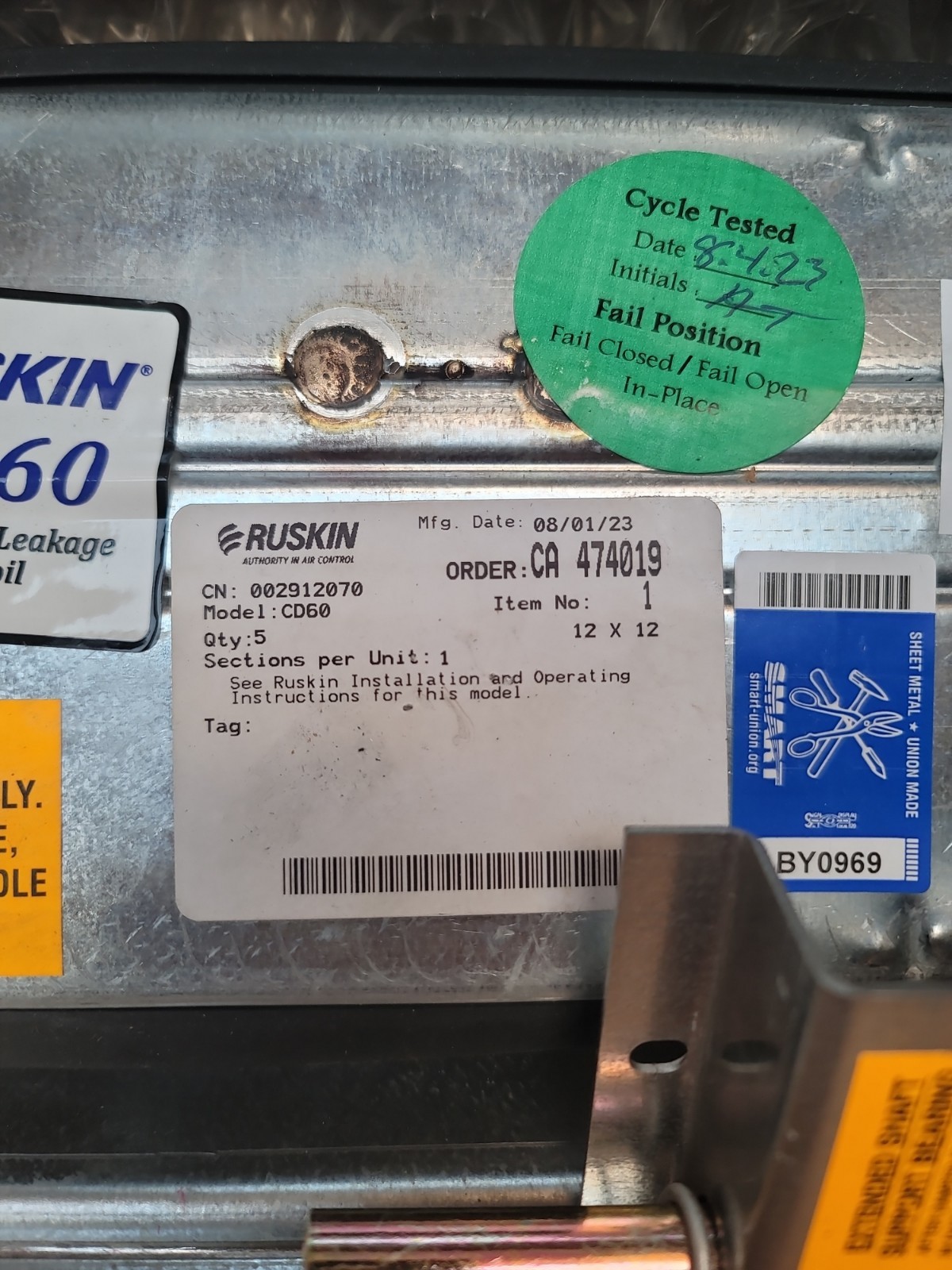 Ruskin CD60 12″x12″ Control Damper Vent