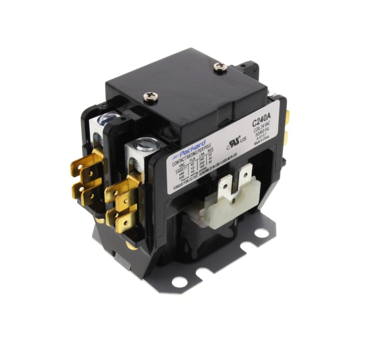 Packard C140A Contactor 1 Pole 40 AMPS 24 Coil Voltage, Single Pole