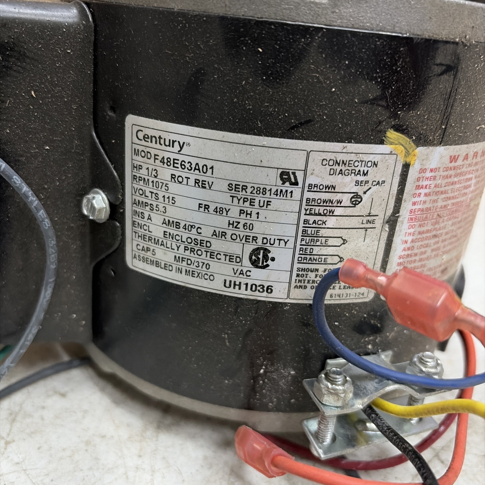 Century Uh1036v1 Unit Heater Motor, 1/3 Hp Fast Free Shipping