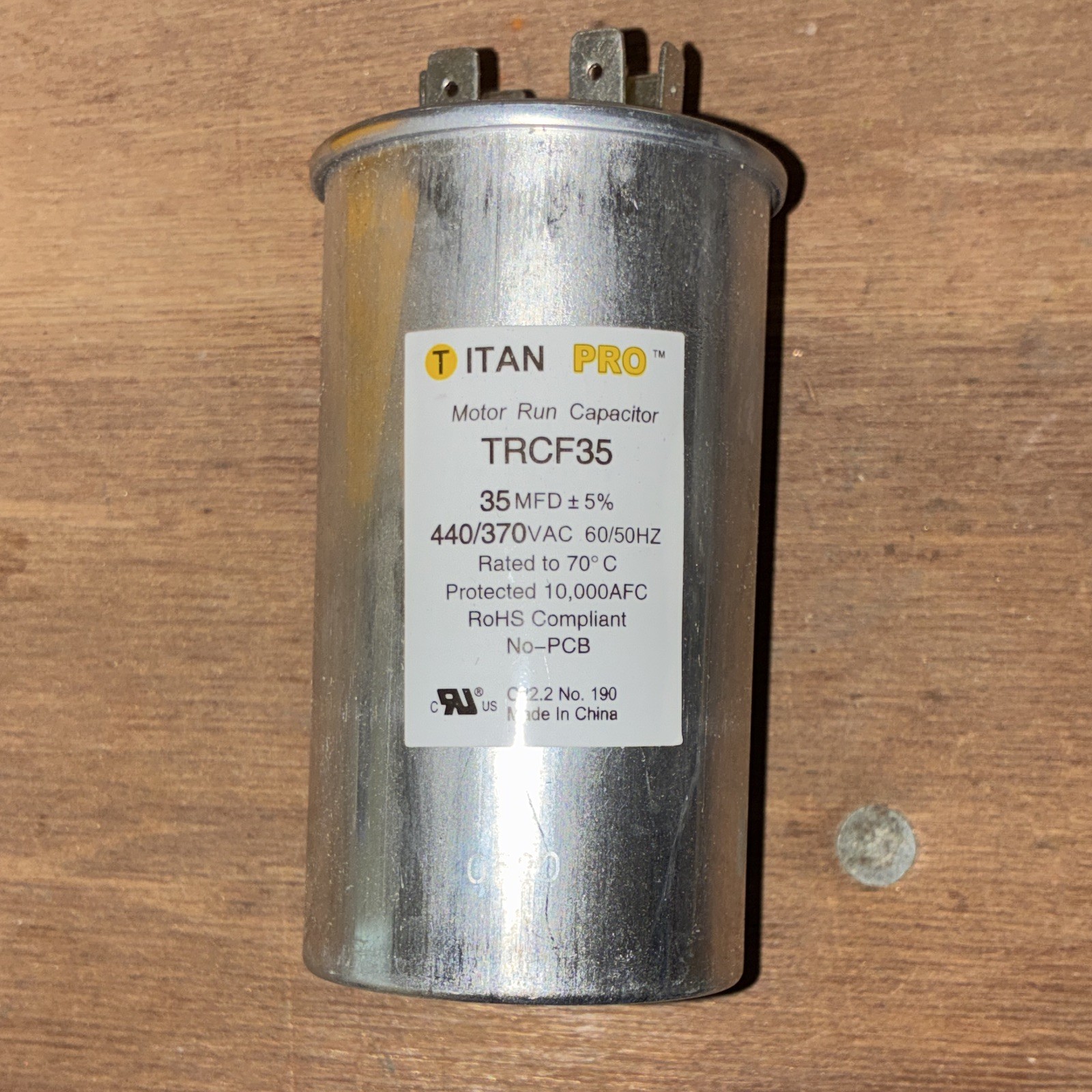 Titan Pro TRCF35 Round Motor Run Capacitor 35 MFD 440/370 VAC