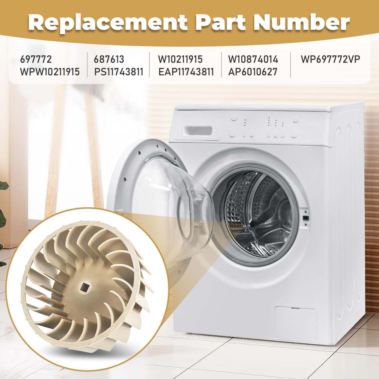 Upgrade 697772 WP697772 Dryer Blower Wheel Compatible with Whirlpool Maytag…