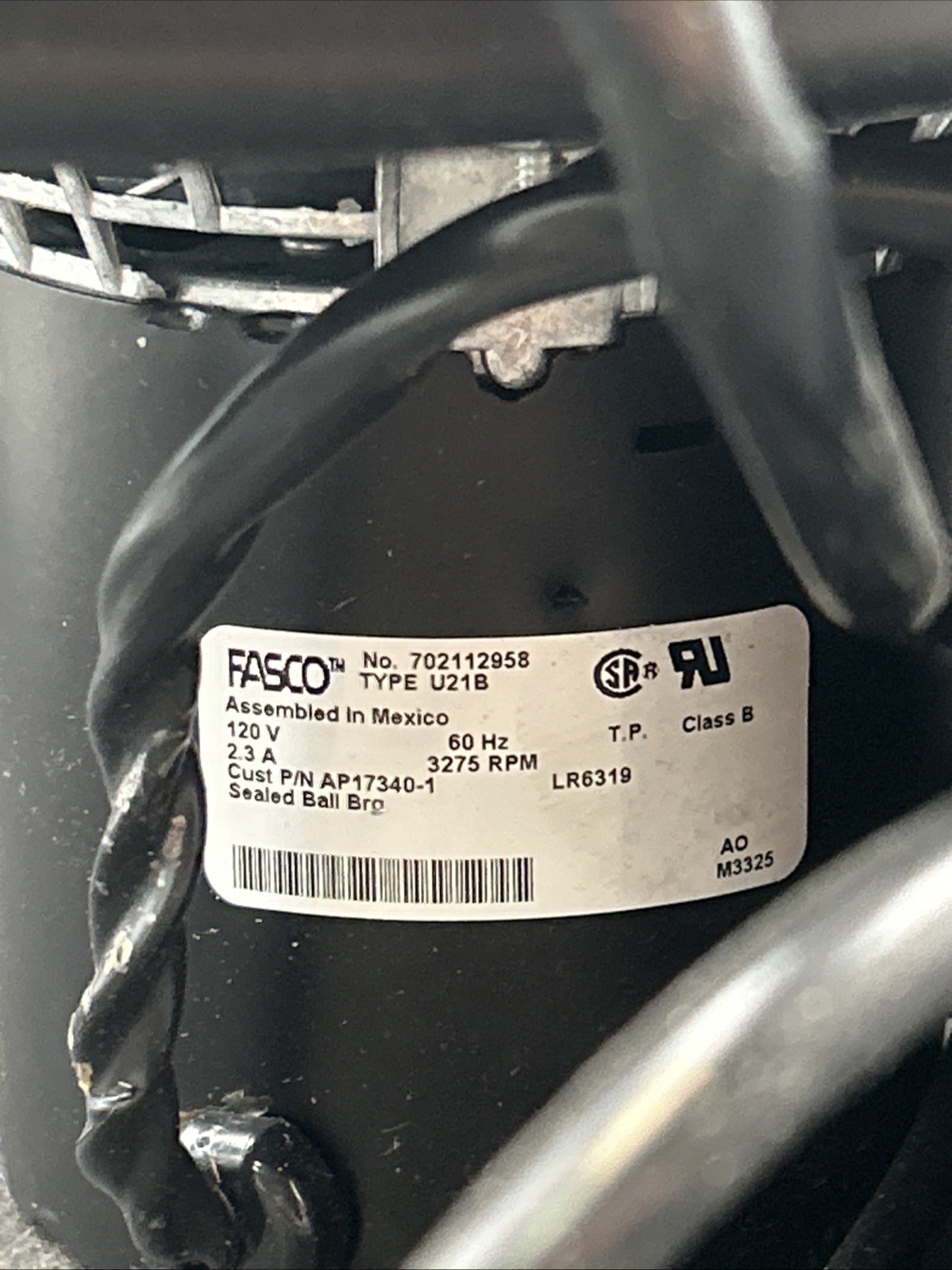New Rheem AP17340-1 Standard Vent Assembly 702112958 U21B Blower Motor Fasco