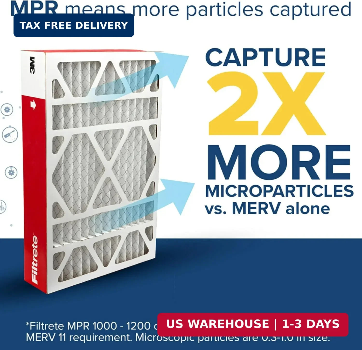 Filtrete 20x25x4 Air Filter MERV 11, MPR 1000 Micro Allergen Defense 2-Pack, Fit