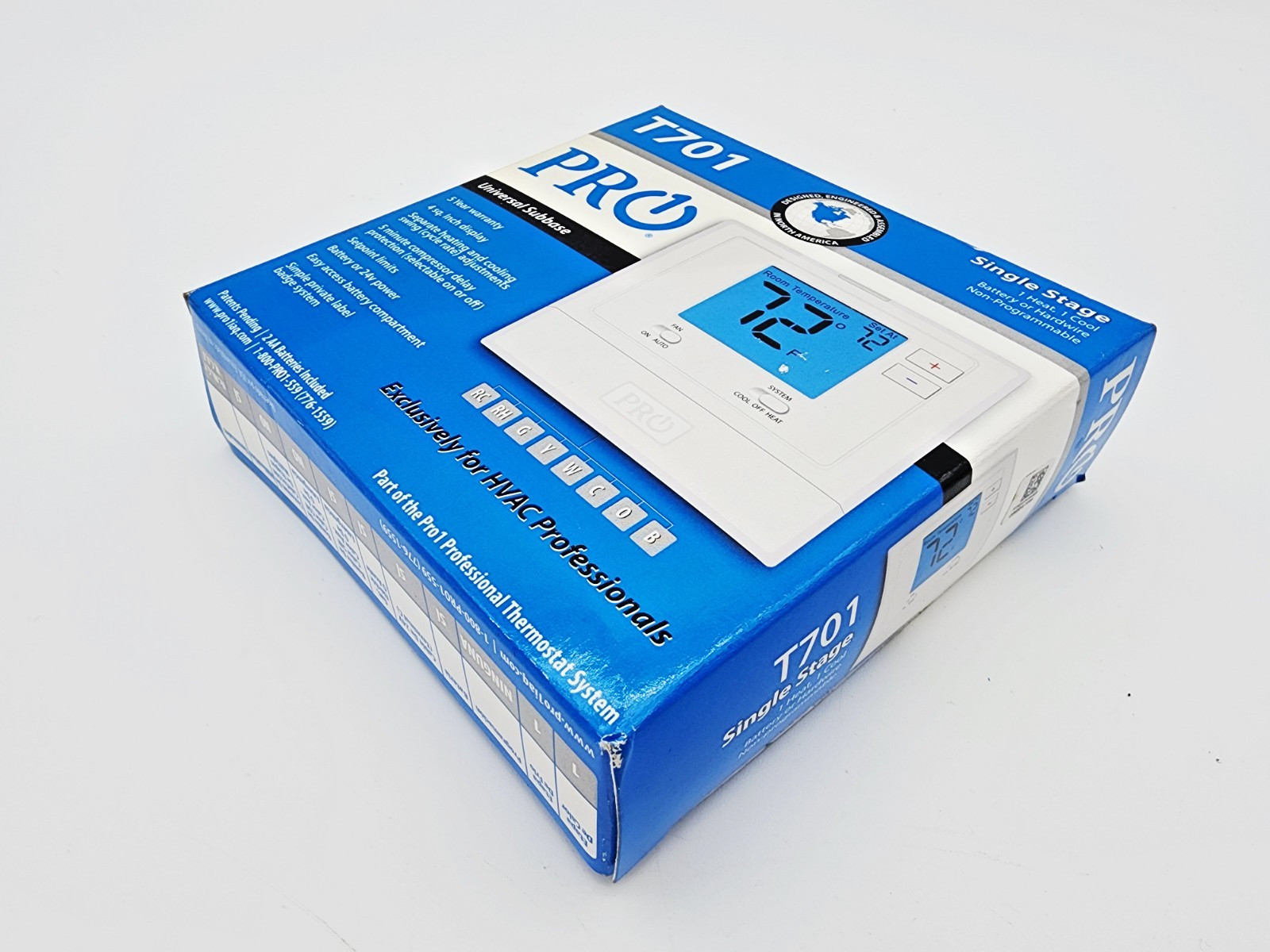 PRO1 IAQ T701 Thermostat Single Stage 1 Heat/1 Cool NIB Non-Programmable