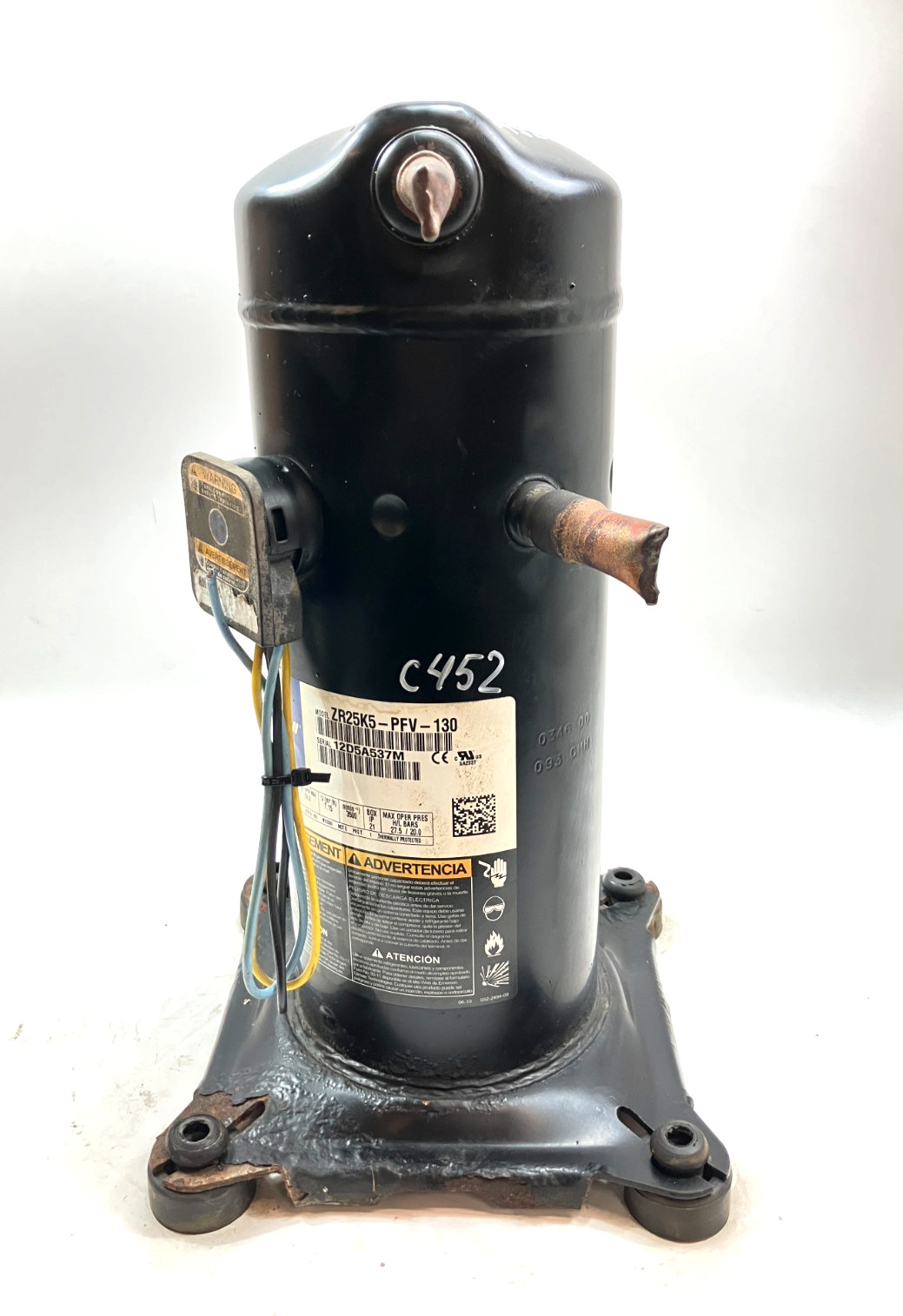 Copeland 2.5 Ton Scroll AC Compressor ZR25K5-PFV-130 R-22 208-230V used #C452