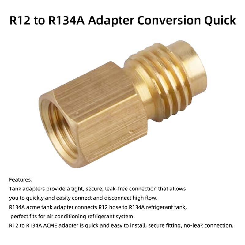 For 1/4” SAE Female X 1/2” R12 to R134A Adapter Conversion Quick Connector