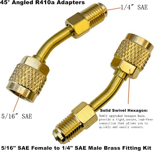 Adapter for Mini Split System, 5/16 inches SAE Female to 1/4 inches SAE Male Fla