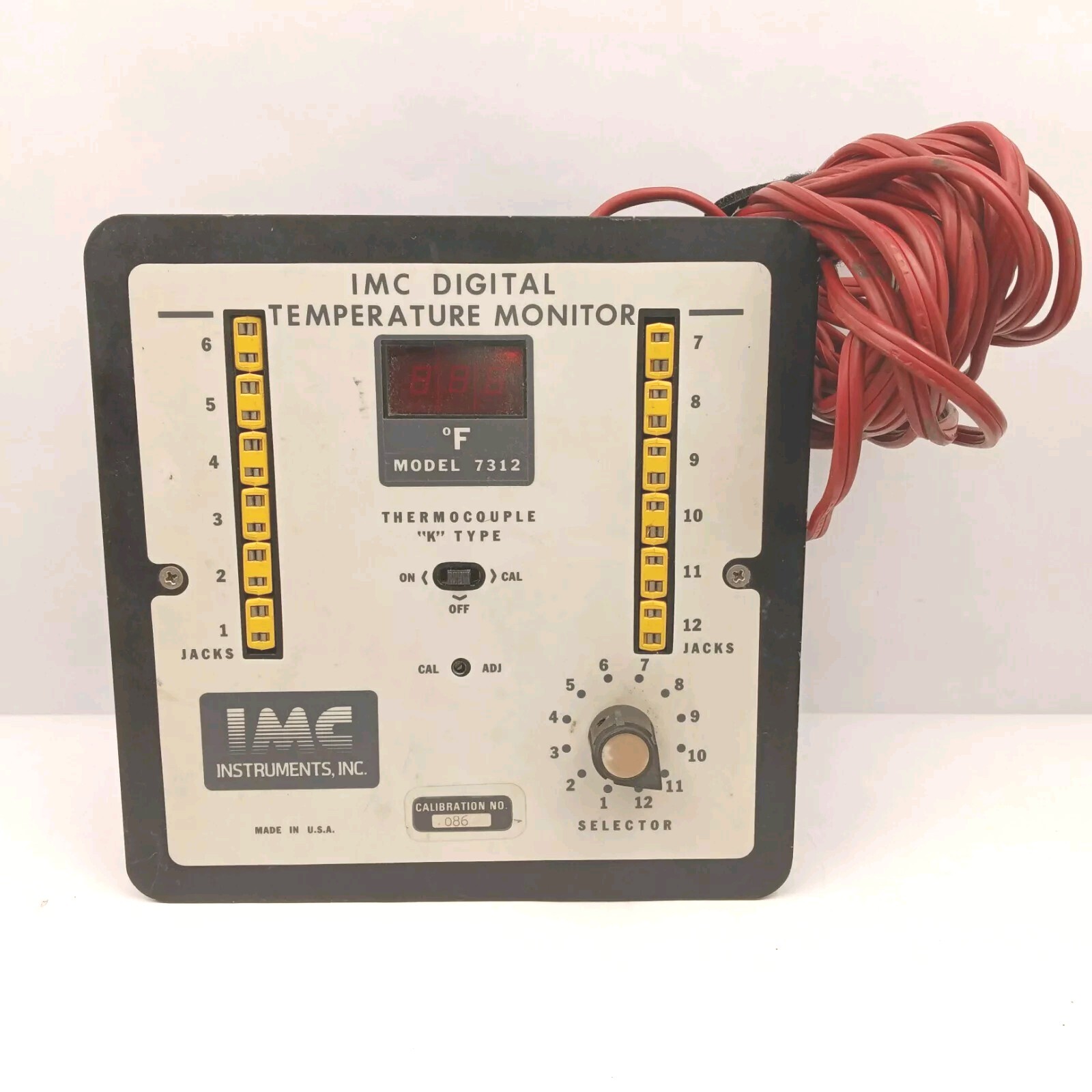 IMC PANEL STYLE 12 STATION TEMPERATURE MONITOR MODEL 7312 Type “K” THERMOCOUPLER