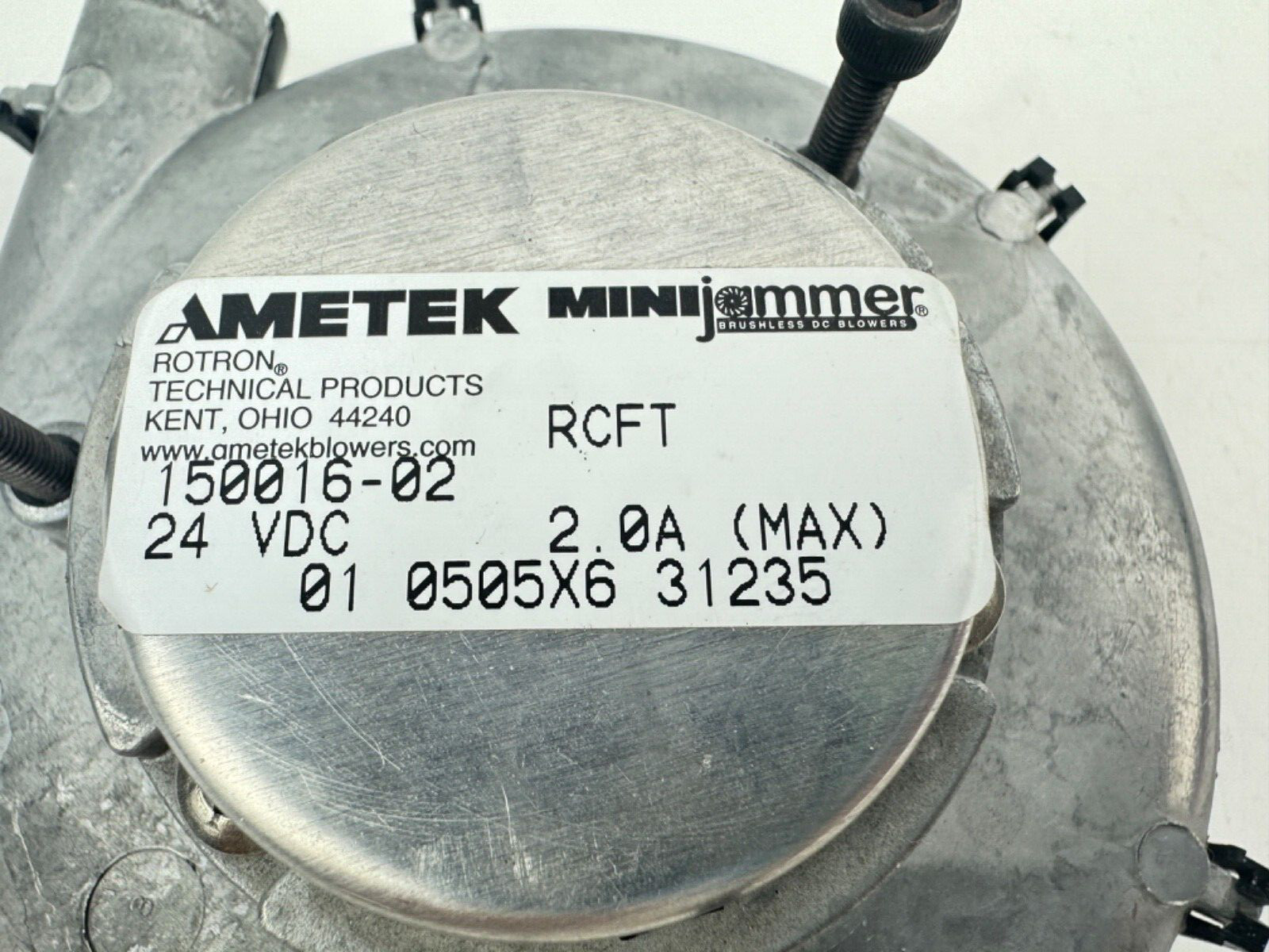 AMETEK 150016-02 MINIJAMMER BRUSHLESS BLOWER 5.0″ 24VDC 34 CFM