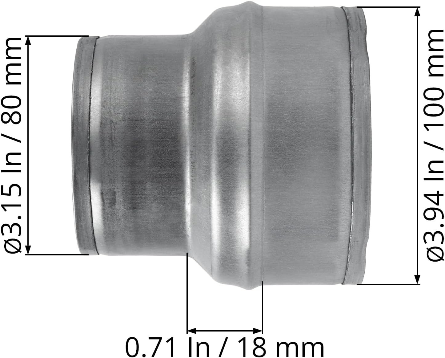 4 to 3 Inch Steel Round Duct Reducer for Ventilation Systems