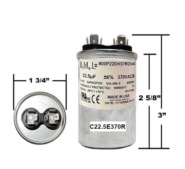 22.5 MFD 370 Volt Round Run Capacitor